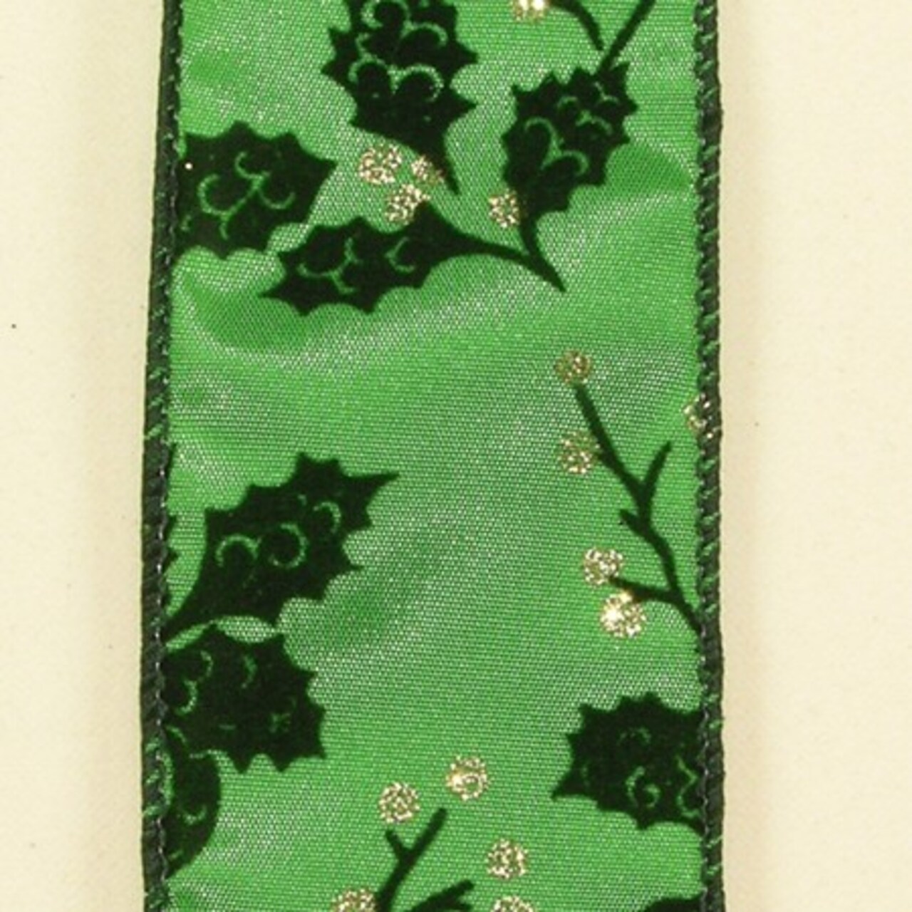 The Ribbon People Green Swirling Leaves Wired Craft Christmas Ribbon 2 x 20 Yards